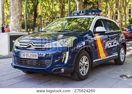 Madrid, Spain  September-11: The Police Car Citroen On Streets Of Madrid On September 11, 2015