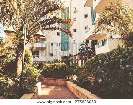 Residential Buildings And Surrounded With Green Plants In  Rishon Le Zion.