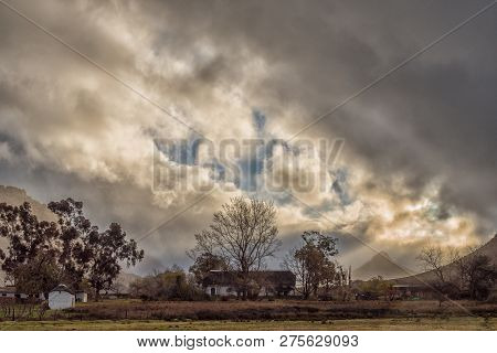 Kromrivier, South Africa, August 25, 2018: A Storm Approaching At Kromrivier Cederberg Park, A Holid