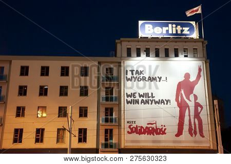 Gdansk, Poland - May 13, 2013: Billboard Of Historic 