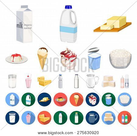 Milk Product Cartoon, Flat Icons In Set Collection For Design.milk And Food Vector Symbol Stock Web 
