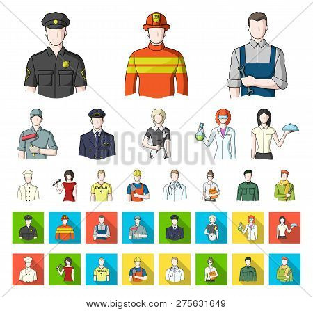 People Of Different Professions Cartoon, Flat Icons In Set Collection For Design. Worker And Special