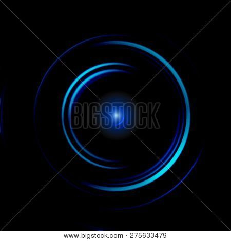 Abstract Blue Circural With Eye Reflections On Black Background