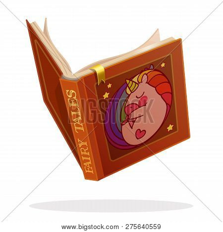 Vector Cartoon Open Book Fairy Tale Story