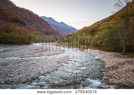 Tanigawadake Mountain Or Mount Tanigawa  With Vibrant Autumn Foliage In Minakami, Japan
