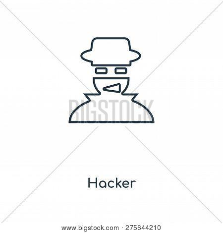 Hacker Icon In Trendy Design Style. Hacker Icon Isolated On White Background. Hacker Vector Icon Sim