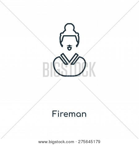 Fireman Icon In Trendy Design Style. Fireman Icon Isolated On White Background. Fireman Vector Icon 