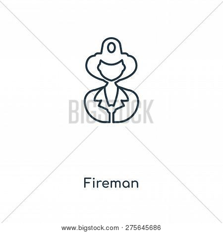 Fireman Icon In Trendy Design Style. Fireman Icon Isolated On White Background. Fireman Vector Icon 