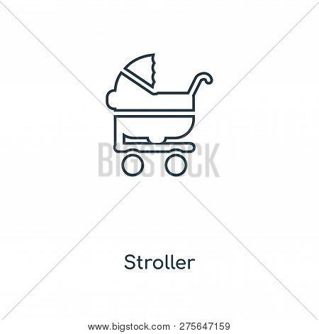 Stroller Icon In Trendy Design Style. Stroller Icon Isolated On White Background. Stroller Vector Ic