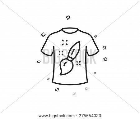T-shirt Design Line Icon. Creative Brush Sign. T Shirt Graphic Art Symbol. Geometric Shapes. Random 