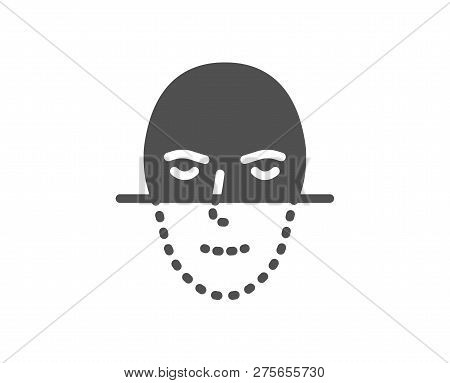Face Recognition Icon. Faces Biometrics Sign. Head Scanning Symbol. Quality Design Element. Classic 