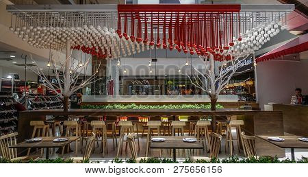 Bangkok, Thailand - Sep 16, 2018. Modern Restaurant At Mbk Shopping Mall. Bangkok Is The Commercial 