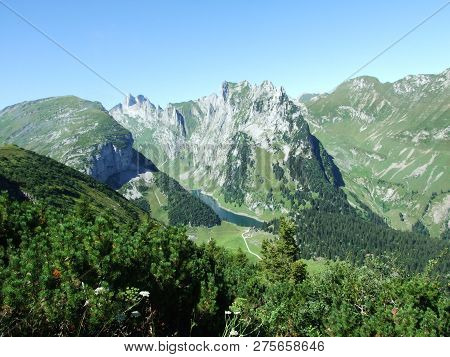 Alpine Lake Fahlensee In Mountain Range Alpstein - Canton Of Appenzell Innerrhoden, Switzerland