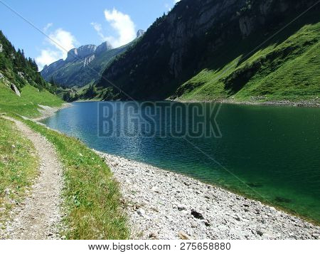 Alpine Lake Fahlensee In Mountain Range Alpstein - Canton Of Appenzell Innerrhoden, Switzerland
