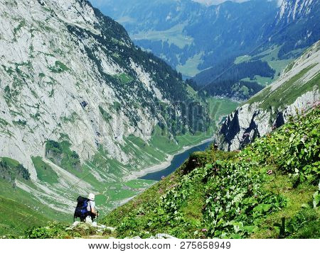 Alpine Lake Fahlensee In Mountain Range Alpstein - Canton Of Appenzell Innerrhoden, Switzerland