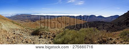 Hilly View From The Teide Volcano, In The Afternoon On The Tenerife Island