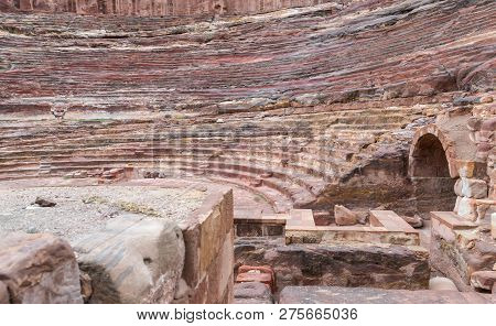 Wadi Musa, Jordan, December 06, 2018 : Remains Of Nabatean Theatre In Petra - The Capital Of The Nab