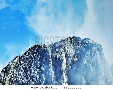 View To The Peaks Fahlenalp Over The Fahlensee Lake In The Mountain Mass Alpstein - Canton Of Appenz