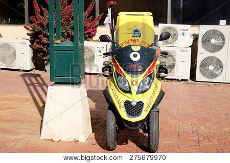 Beer Sheva, Israel - December 14, 2018: Motorcycle From The Motorbike Emergency Department Magen Dav