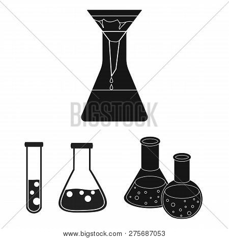 Isolated Object Of Flask And Laboratory Icon. Set Of Flask And Equipment Vector Icon For Stock.