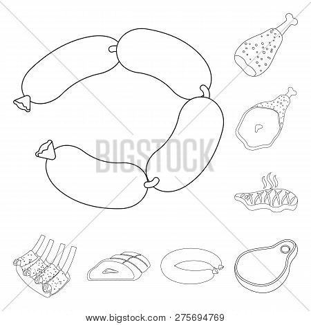 Vector Illustration Of Meat And Ham Sign. Set Of Meat And Cooking Stock Vector Illustration.