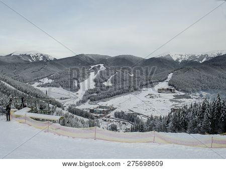 Beautiful Ski Resort Bukovel, The Theme Of Mountain Sports, Skiing, Bukovel, Carpathians, Ukraine