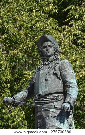 Statue of Admiral Peter Tordenskjold .Landmark of Oslo.June 16. 2018. Oslo,Norway