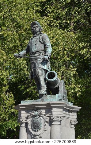 Statue of Admiral Peter Tordenskjold .Landmark of Oslo.June 16. 2018. Oslo,Norway