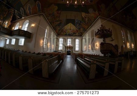 Oslo Cathedral or The Domkirken church, main church for Church of Norway. June 17,2018. Oslo,Norway