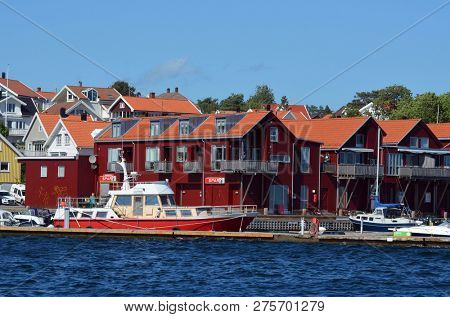 Marina of the Norwegian fishing town Hvaler . June 19,2018. Hvaler,Norway