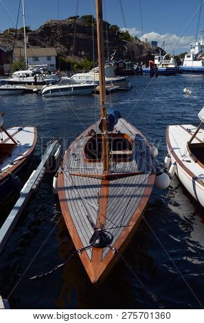 Marina of the Norwegian fishing town Hvaler . June 19,2018. Hvaler,Norway
