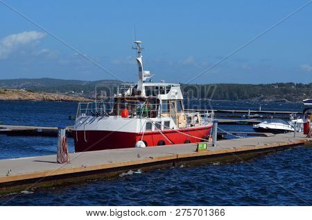 Marina of the Norwegian fishing town Hvaler . June 19,2018. Hvaler,Norway