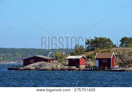 Marina of the Norwegian fishing town Hvaler . June 19,2018. Hvaler,Norway