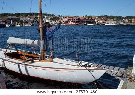 Marina of the Norwegian fishing town Hvaler . June 19,2018. Hvaler,Norway
