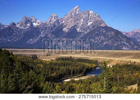 Mount Grand Teton From The Snake River Overlook, Grand Teton National Park, Wyoming