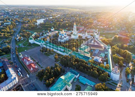 Panoramic Aerial View On Russian Orthodox Monastery