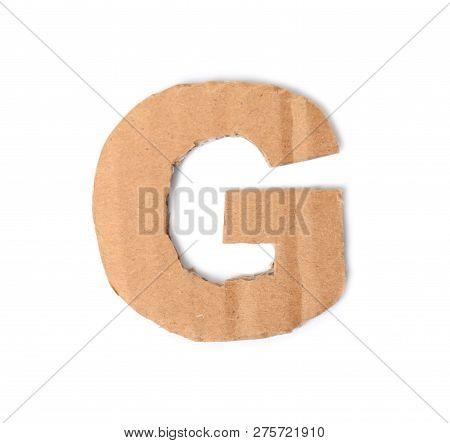 Letter G Made Of Cardboard On White Background