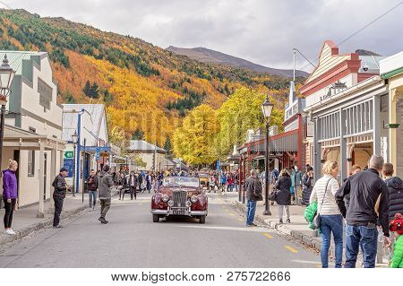 Arrowtown, New Zealand - April 2018: Tourists Flock To Arrowtown For The Akura Arrowtown Autumn Fest