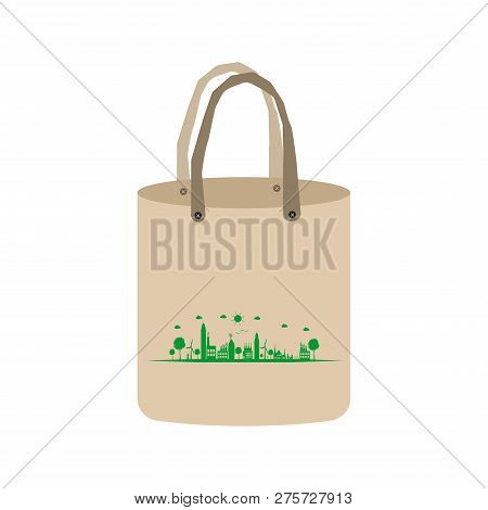 Ecology Concept,eco-friendly Fabric Bag Ideas.vector Illustration