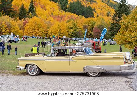 Arrowtown, New Zealand - April 2018: Tourists Flock To Arrowtown For The Akura Arrowtown Autumn Fest