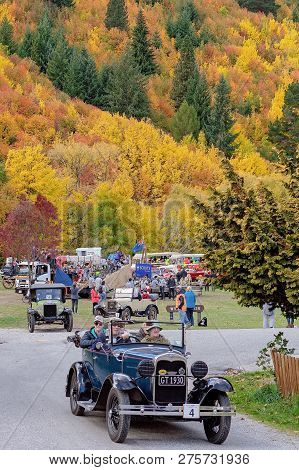 Arrowtown, New Zealand - April 2018: Tourists Flock To Arrowtown For The Akura Arrowtown Autumn Fest