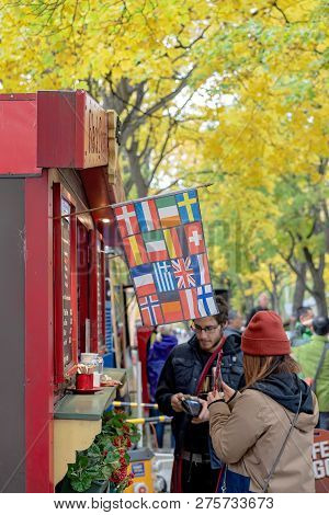 Arrowtown, New Zealand - April 2018: Tourists Flock To Arrowtown For The Akura Arrowtown Autumn Fest