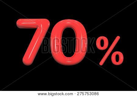 70% Discount, Promotion Sale Percent Made Of Realistic 3d Glossy Red Paint Sign Isolated On Black Ba