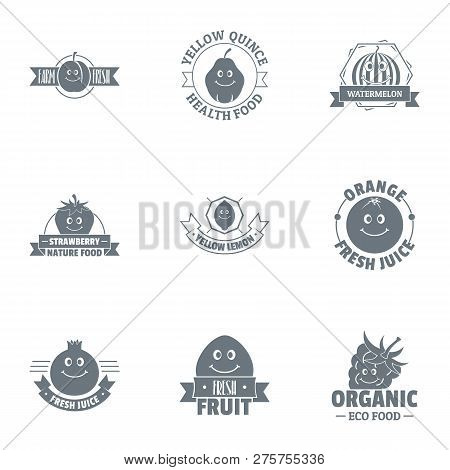 Fresh Fruit Logo Set. Simple Set Of 9 Fresh Fruit Logo For Web Isolated On White Background