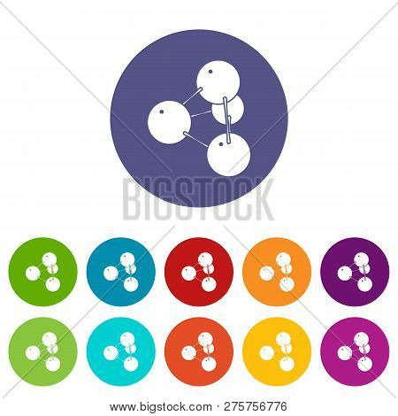 Pyramide Molecule Icons Color Set For Any Web Design On White Background