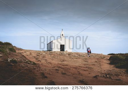 Tourists Visiting The Surroundings Of La Meule Chapel Near Island Of Yeu