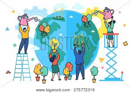 Concept Of Ecology. Human Hands Holding Earth And Hearts. World Environment Day.