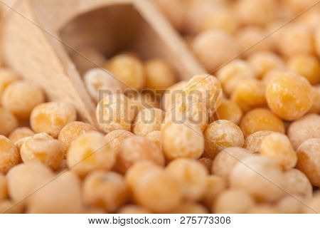 Dry Dry Peas In The Wooden Spoon, Healty Food