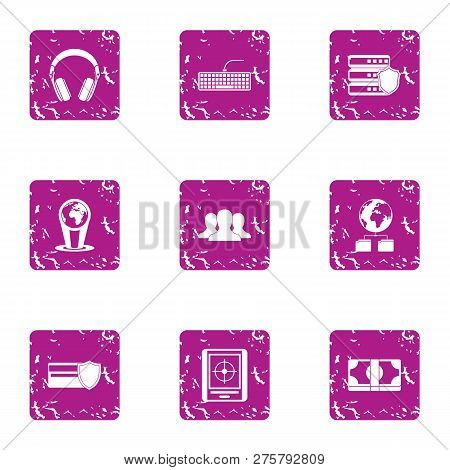Jettison Icons Set. Grunge Set Of 9 Jettison Icons For Web Isolated On White Background