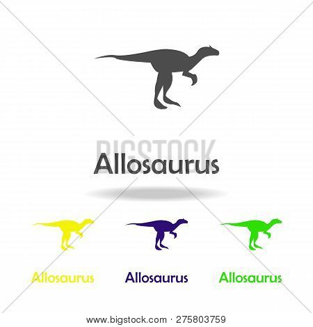 Allosaurus, Dinosaur Colored Icon. Can Be Used For Web, Logo, Mobile App, Ui, Ux